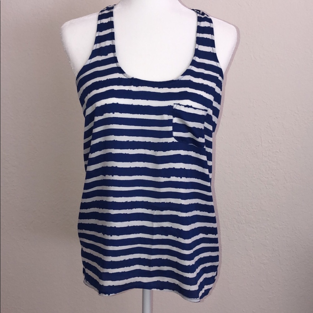Blue and white striped tank
